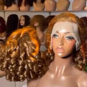 full frontal bounce mixed tone human hair factory wig