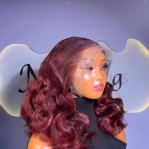 frontal bouncy curls wine